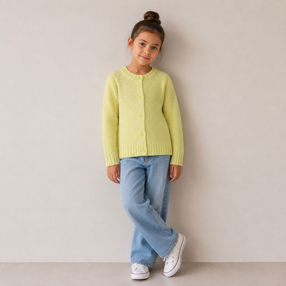 Gymboree Girls Cardigan Sweater Knit Button Front Casual Yellow Size M